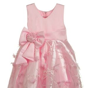 NEW Little Girls Fluffy Ruffled Tulle Bow Pink Party Flower Girl Wedding Dress